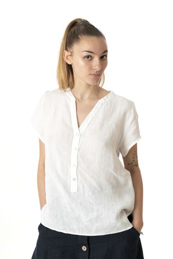 Camisa mao lino blanco