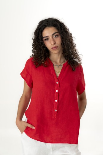 Camisa mao lino rojo