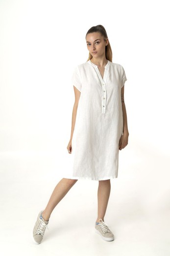 Vestido mao lino blanco