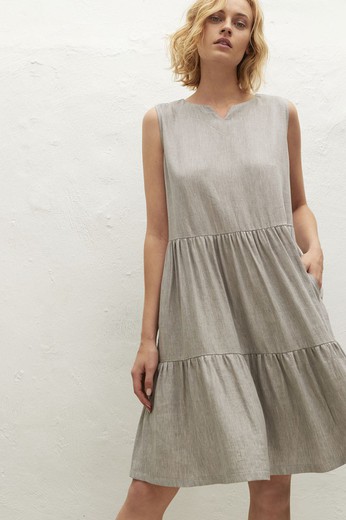 Vestido Pico Gris