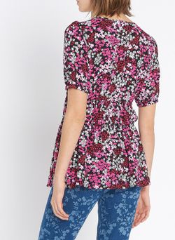 Camisa  flores negro rosa