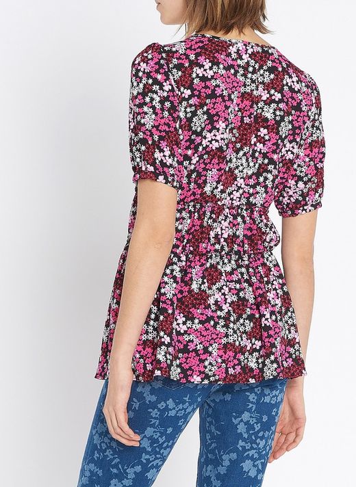 Camisa  flores negro rosa