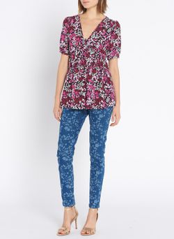 Camisa  flores negro rosa