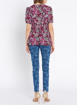 Camisa  flores negro rosa