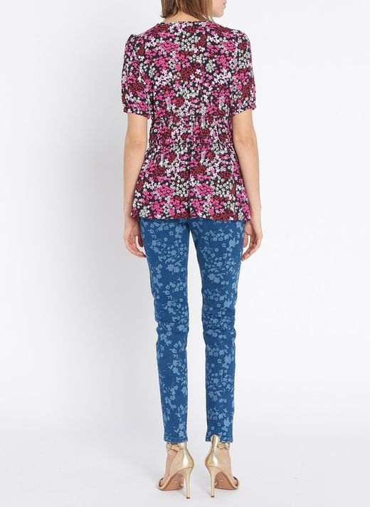 Camisa  flores negro rosa