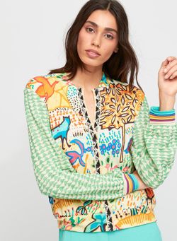 Cardigan con dos estampados
