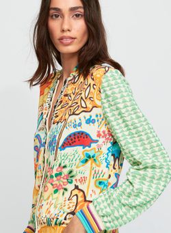 Cardigan con dos estampados