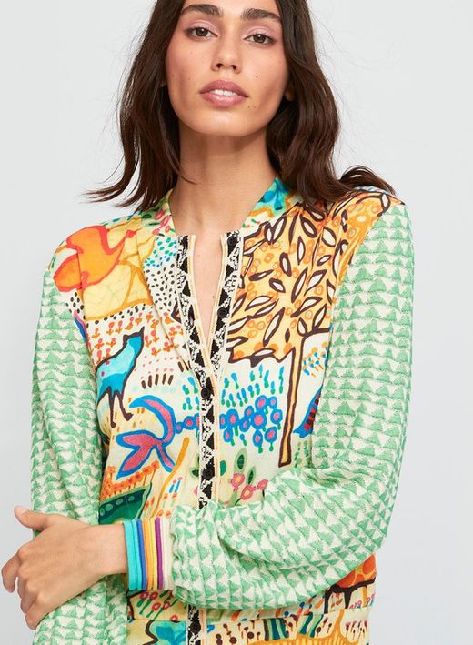 Cardigan con dos estampados