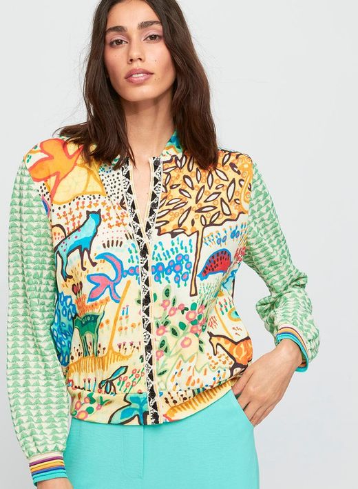 Cardigan con dos estampados