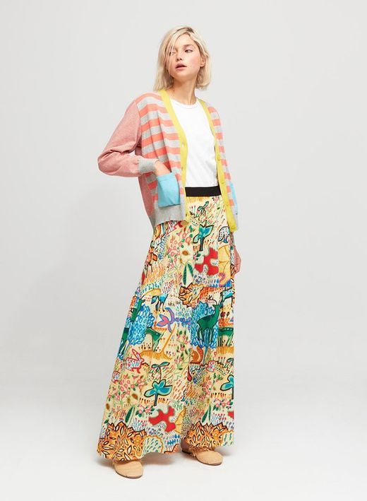Cardigan de punto a rayas