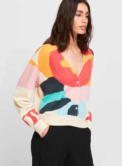 Cardigan en Jacquard con dibujo geometrico