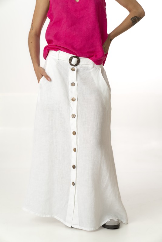 Falda de lino blanco corte picos - Modelo Phuket blanco I Ascare