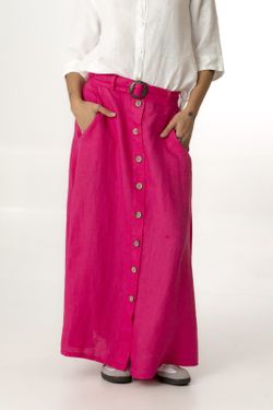 Falda lino  fucsia