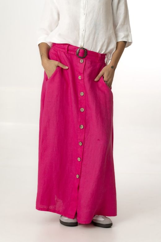 Falda lino  fucsia