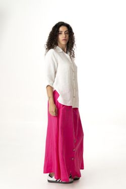 Falda lino  fucsia