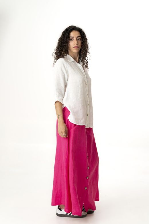 Falda lino  fucsia