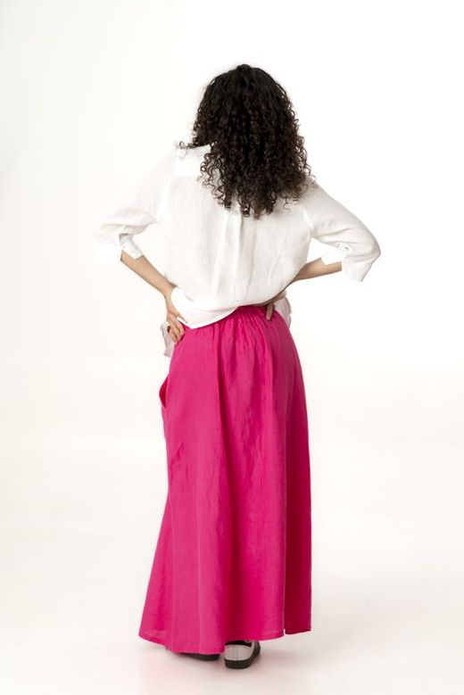Falda lino  fucsia