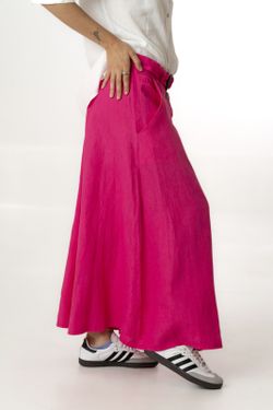 Falda lino  fucsia