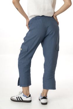 Pantalon cargo lino azulina