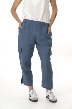 Pantalon cargo lino azulina