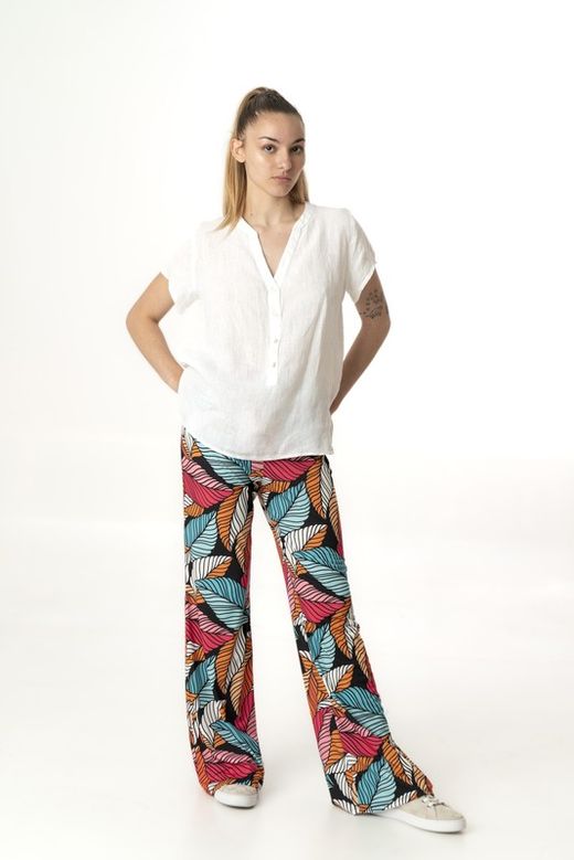 Pantalon hojas multicolor