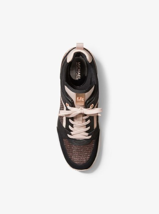 Sneakers Georgie de piel y malla de cadena brillante