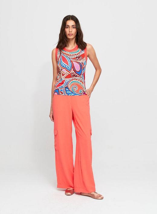 Top estampado en cachemira