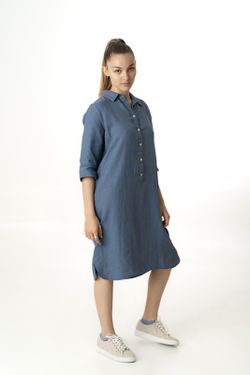 Vestido camisero lino azulina