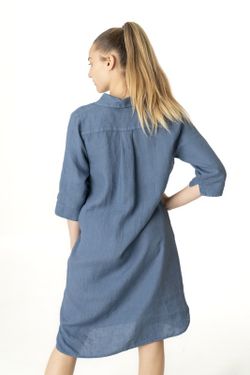 Vestido camisero lino azulina