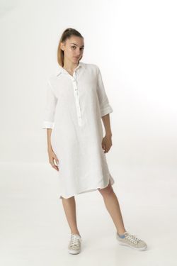 Vestido camisero lino blanco
