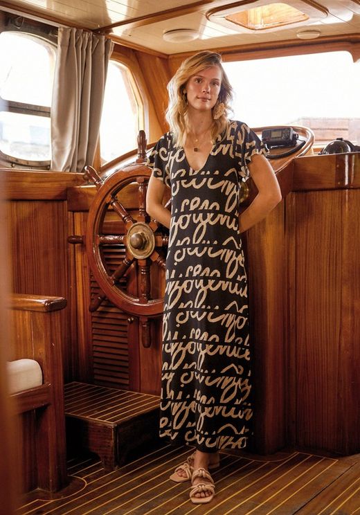 Vestido largo, estampado