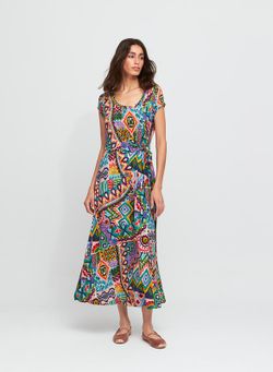 Vestido largo estampado geometrico