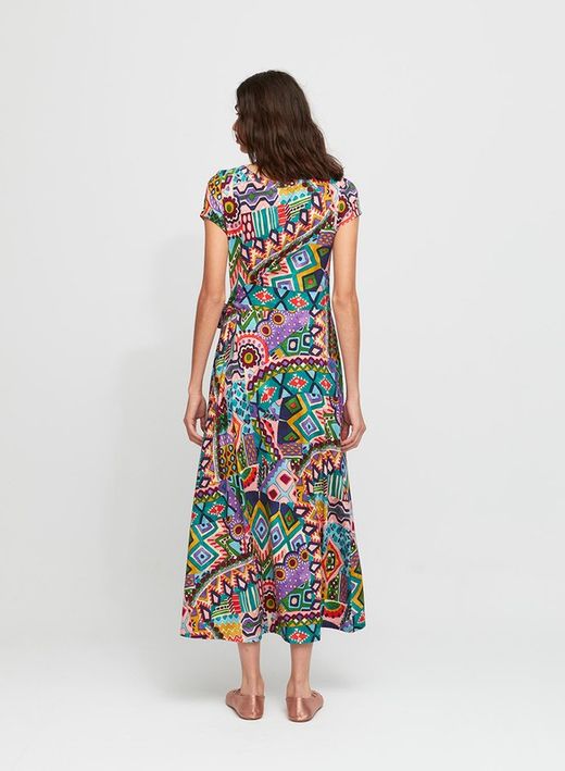 Vestido largo estampado geometrico